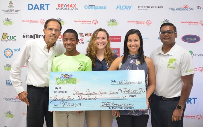 Flowers Sea Swim presents cheque to Special Olympics