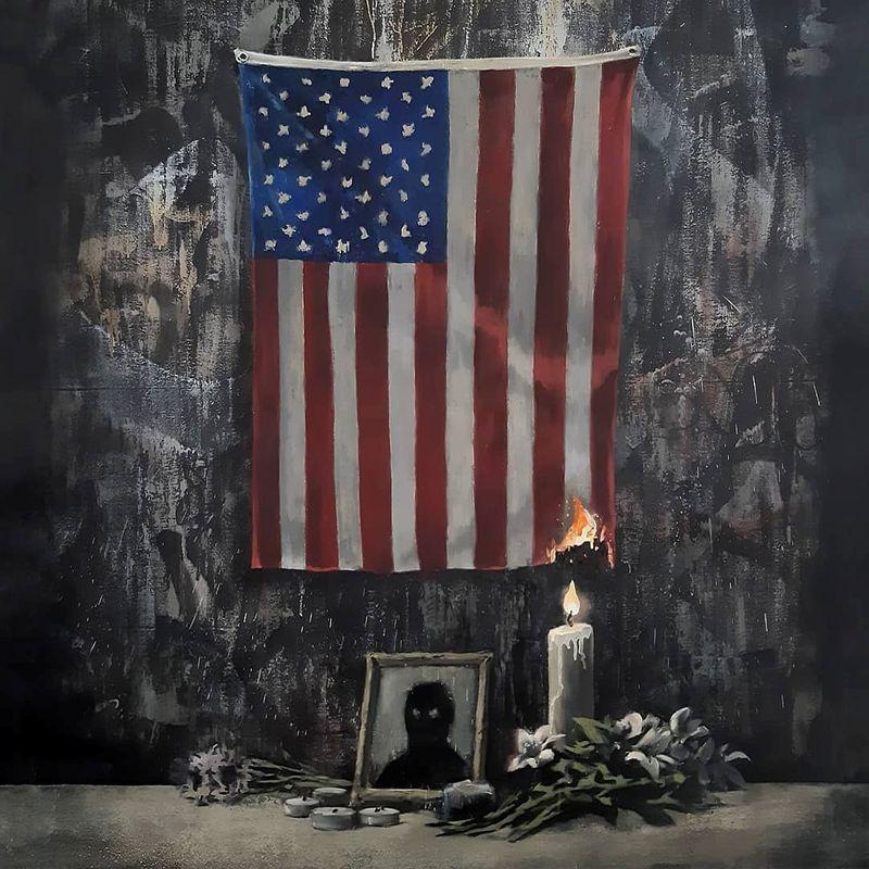 Britain's Banksy depicts U.S. flag on fire in Floyd tribute