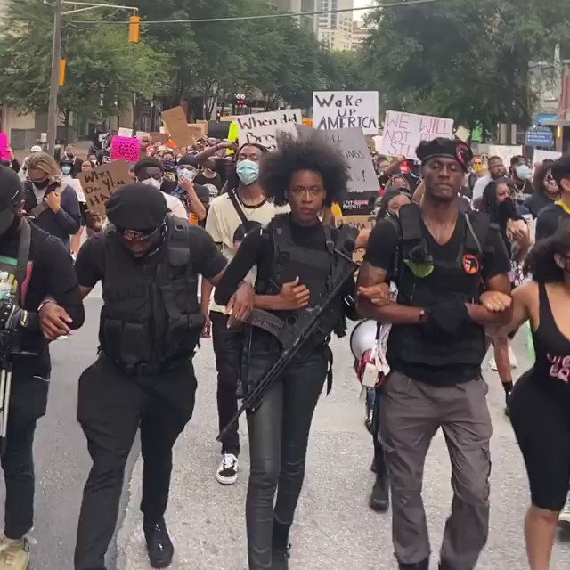 Video of armed Black Panthers joining and protecting the