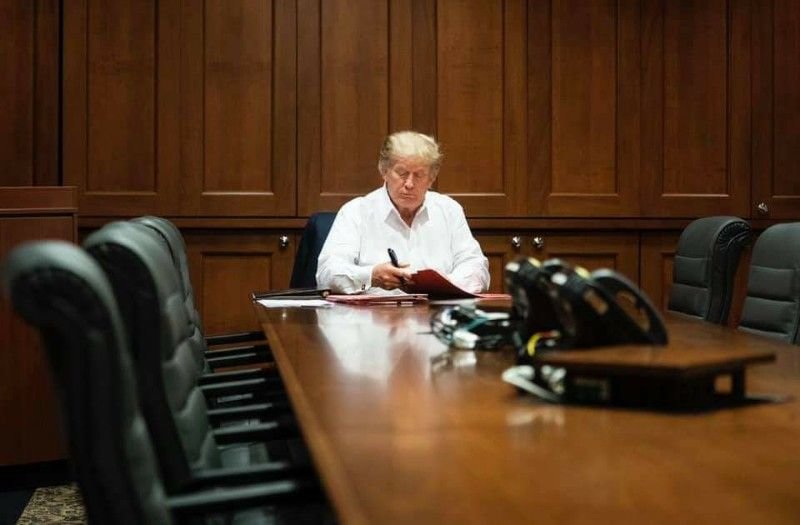 White House Releases Photos Of Trump Grinding Away At Work While In Hospital