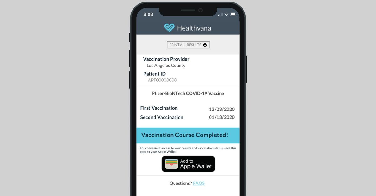 COVID-19 vaccination proof can be added to Apple Wallet in Los Angeles - 9to5Mac