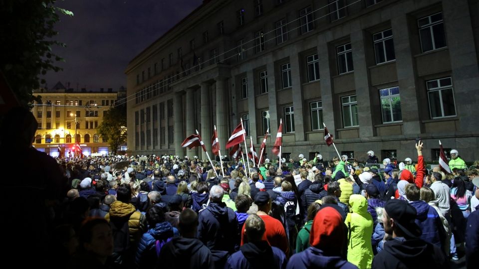 Latvians protest against mandatory COVID-19 vaccination
