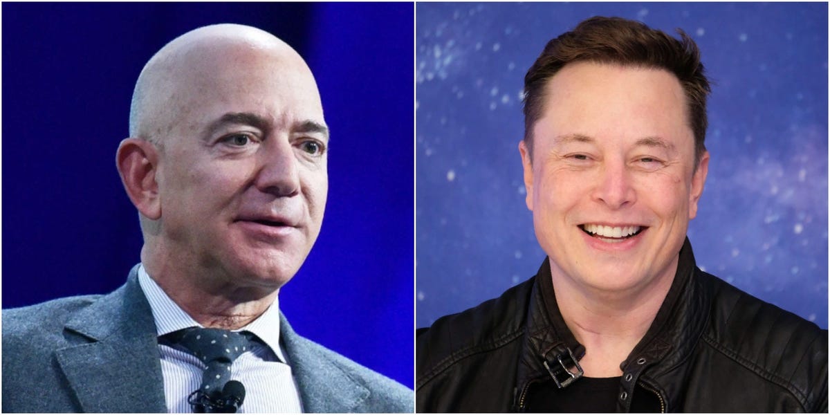 Elon Musk says he's sending Jeff Bezos a silver medal and a 'giant statue' of the number 2 after surpassing him again to become the world's richest person