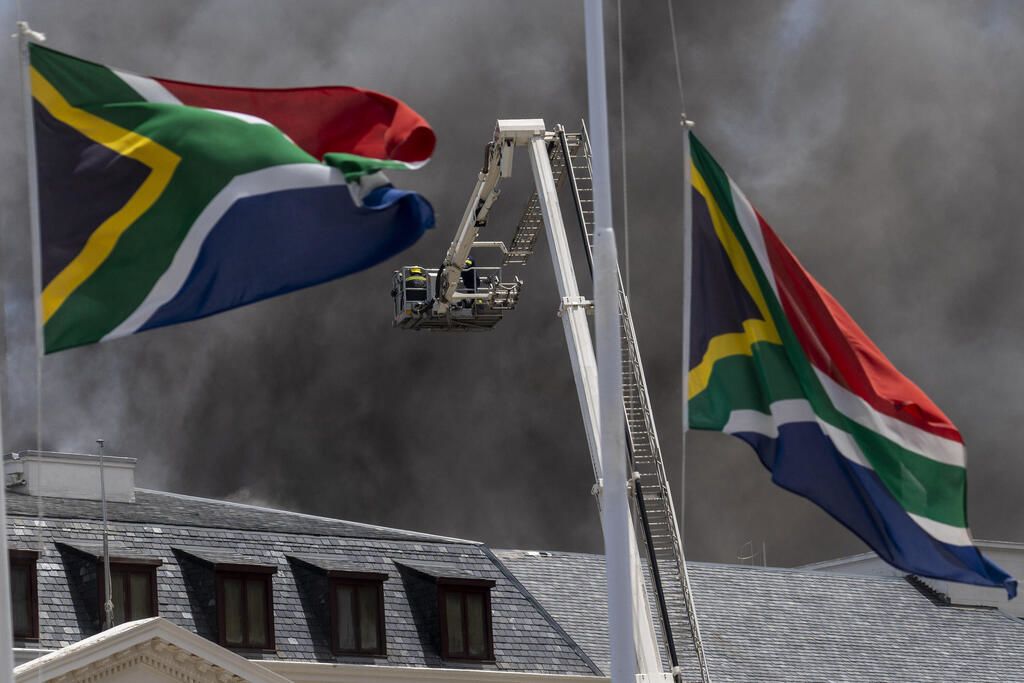 Firefighters battle blaze at South African parliament