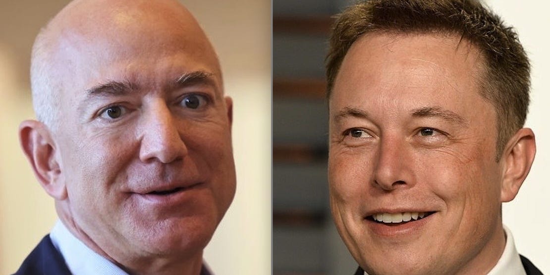 Elon Musk responds to a Twitter user saying Jeff Bezos copies every business move the billionaire makes: 'Maybe it's a coincidence'