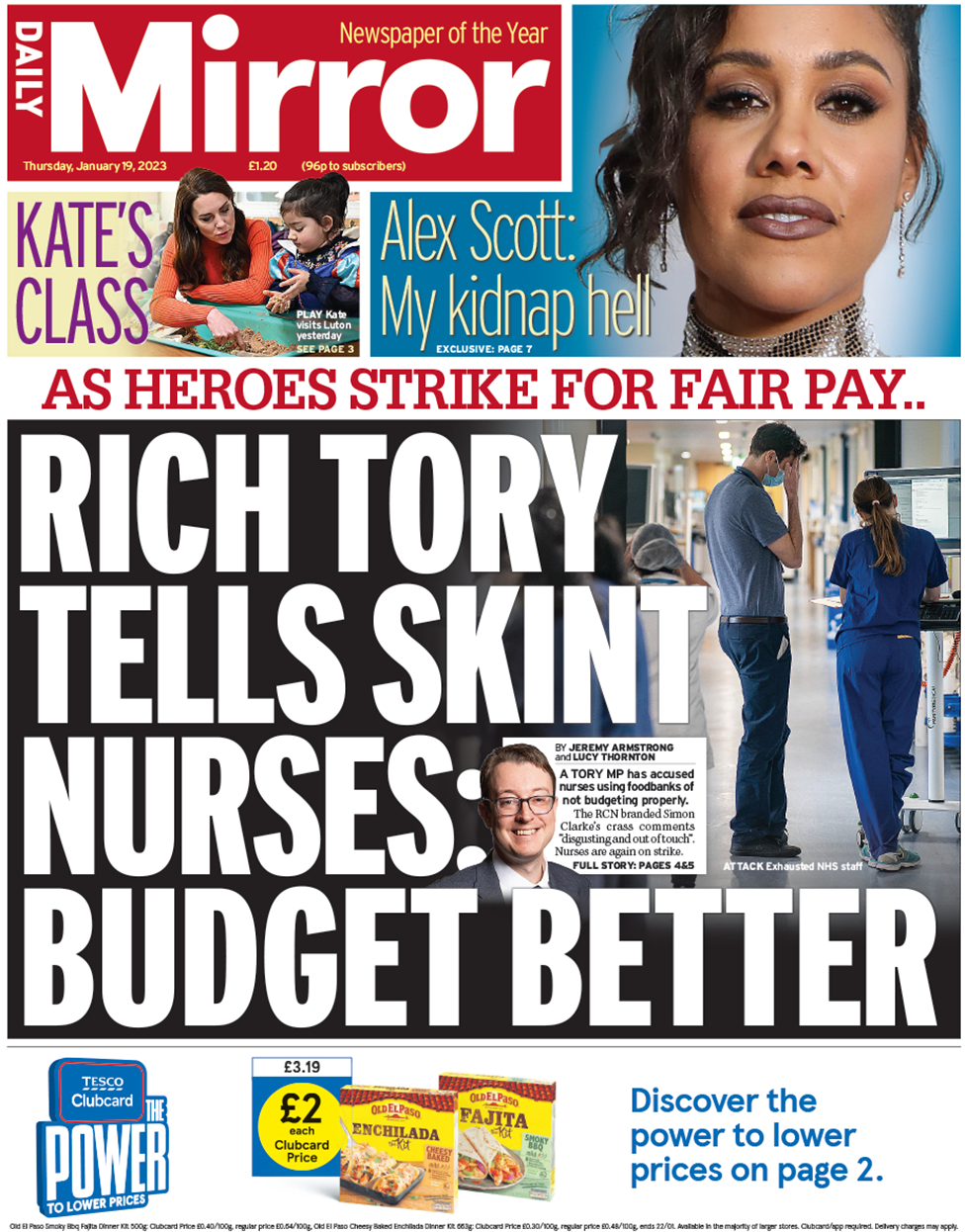 Newspaper headlines: 'Kate's brave face' and 'biggest NHS strikes ever'